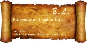 Burgmayer Lamberta névjegykártya